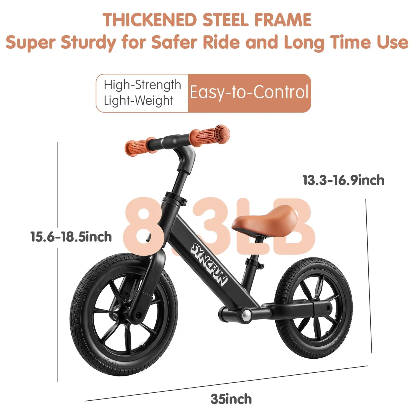 Syncfun Balance Bike Lightweight Toddler Bike for 2 to 5 Years Kids No Pedal Riding Toys with 12" Anti-Skid Wheels Kids Gifts
