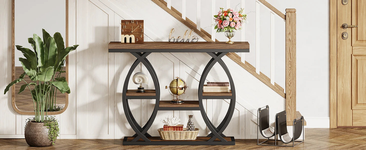 Industrial Console Table For Narrow Entryway Hallway Thick Top