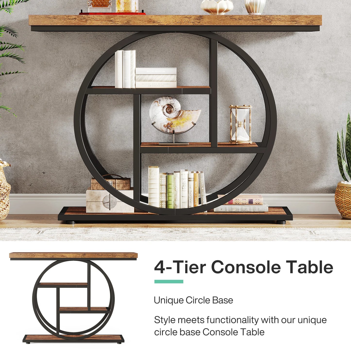 Industrial Console Table For Narrow Entryway Hallway Thick Top