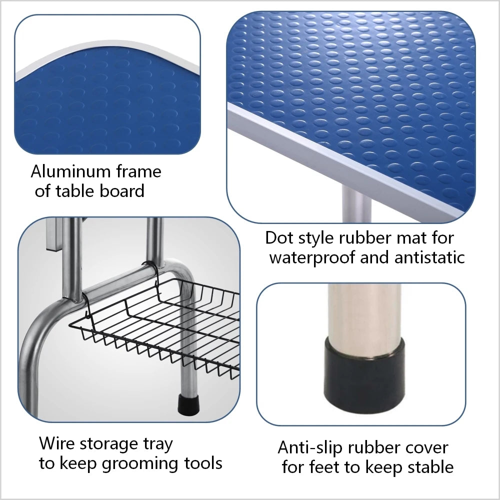 Folding Pet Grooming Table With Adjustable Dual-Loop Arm