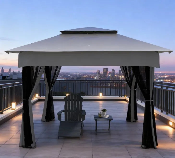 Pop-Up Canopy 10.5' x 10.5' Gazebo with Mesh Screen Walls | Portable Outdoor Shelter