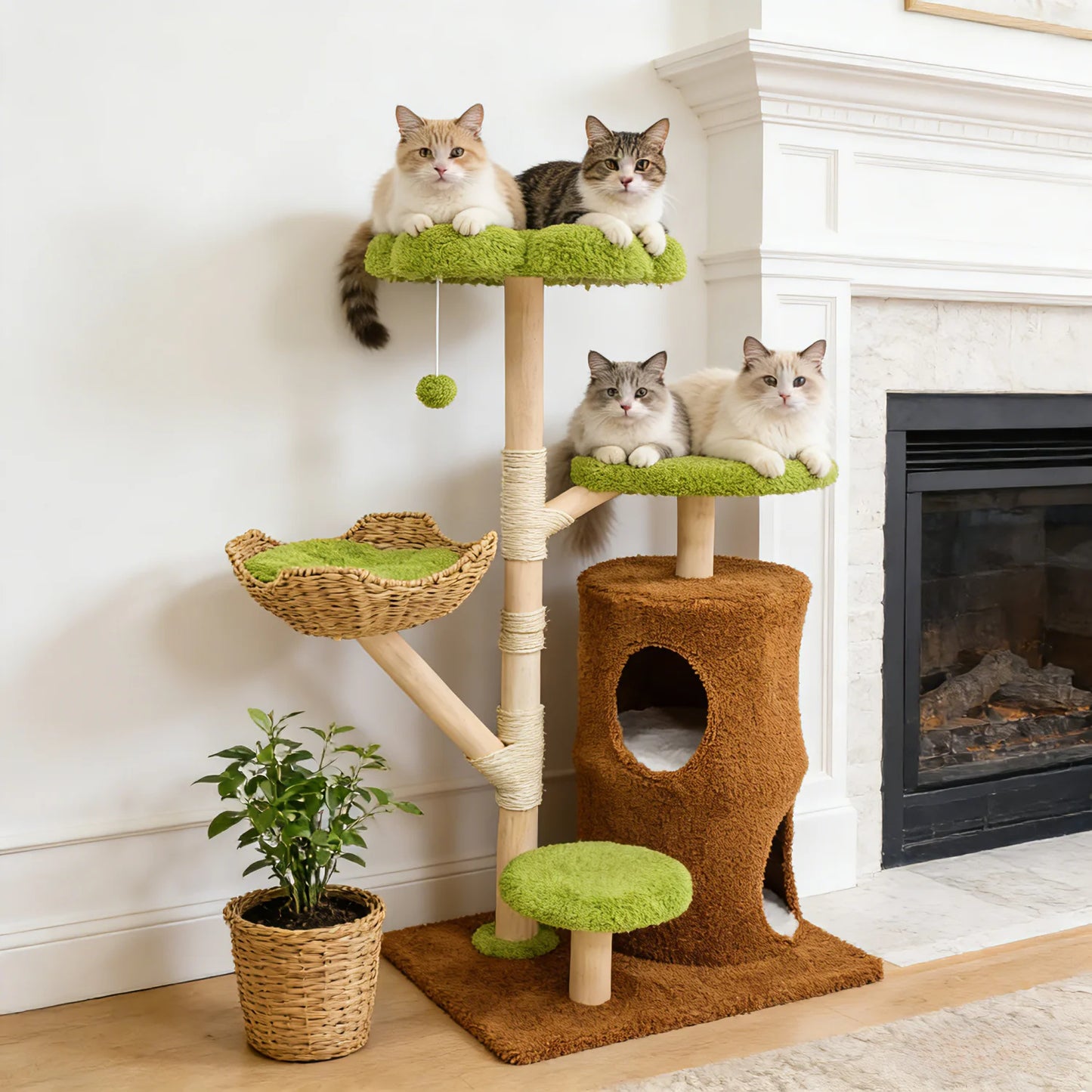 BINGOPAW 5-Tier Cat Tree &amp; Condo with Sisal Scratching Posts