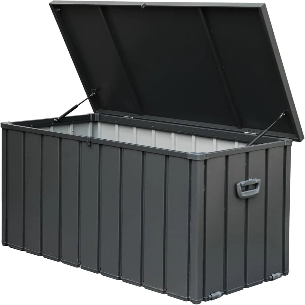 100-Gallon Weatherproof Outdoor Storage Deck Box with Lockable Lid for Patio Cushions &amp; Tools