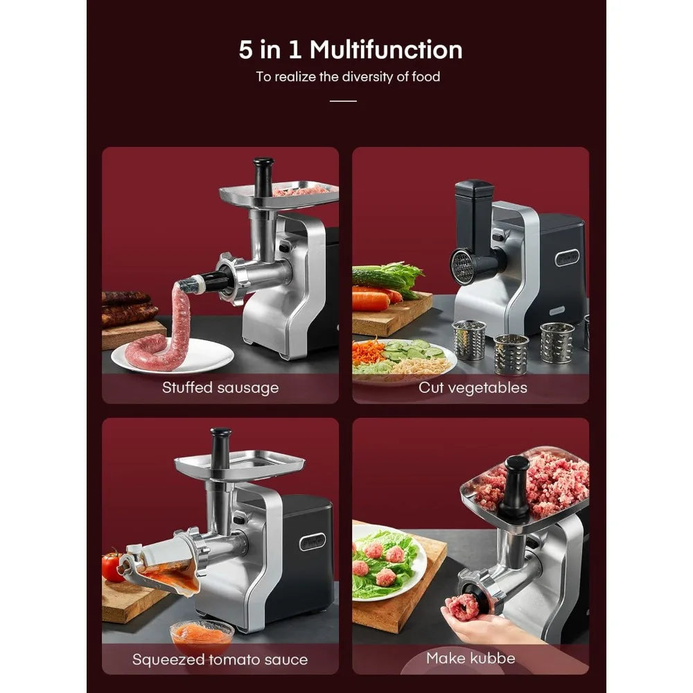 Heavy Duty Electric Meat Grinder 5 in 1 Sausage Stuffer