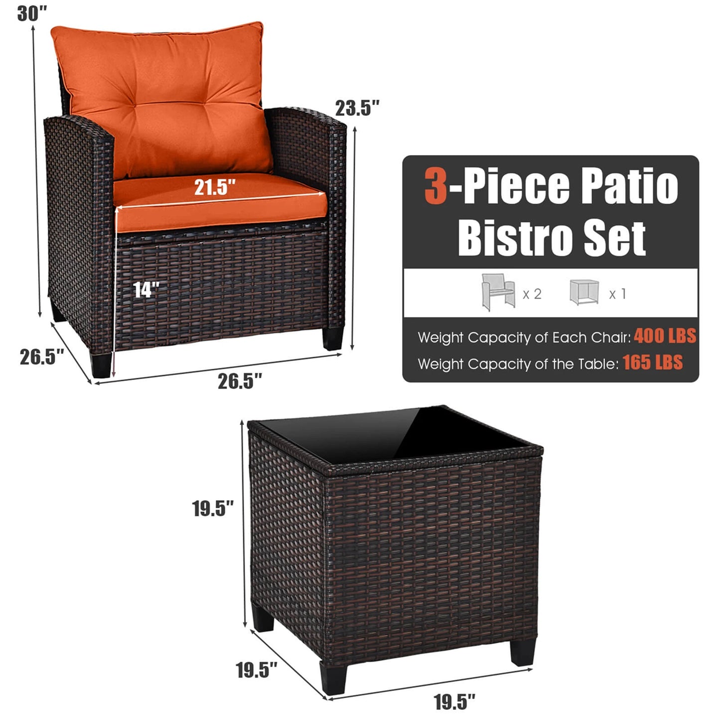Outdoor Rattan Patio Conversation Set With Cushions For Everyday Use