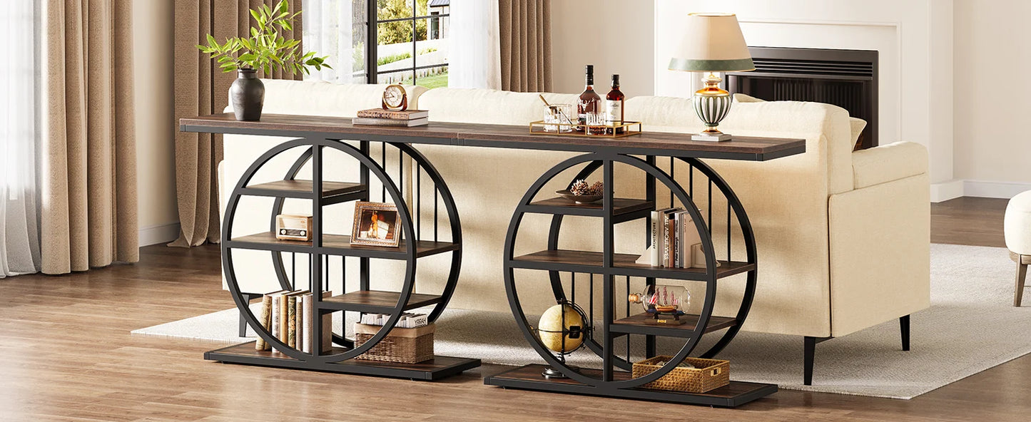 Industrial Console Table For Narrow Entryway Hallway Thick Top