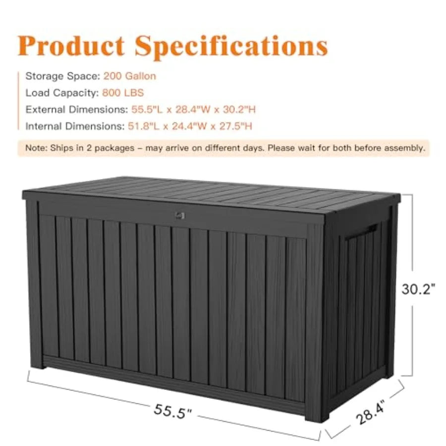 Resin Outdoor Storage Box Waterproof With Lockable Lid And Handles