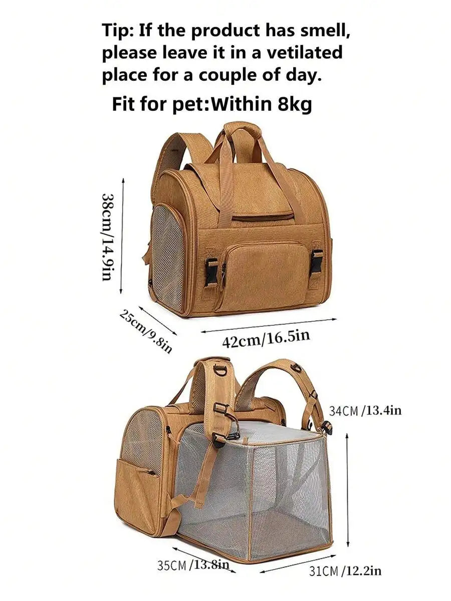 Expandable Backpack Pet Carrier for Cats & Small Dogs – Up to 15 lb