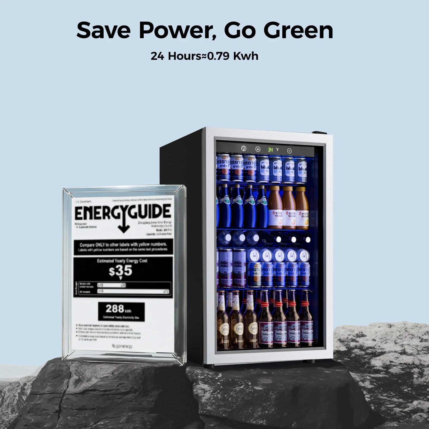 Digital Beverage Refrigerator With Adjustable Temperature For Home Bar