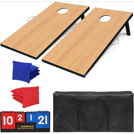 Cornhole Set, Tailgate/Regulation Size Cornhole Boards with 8 Bean Bags and Carrying Case, 3x2/4x2 Corn Hole Outdoor Game Toss B