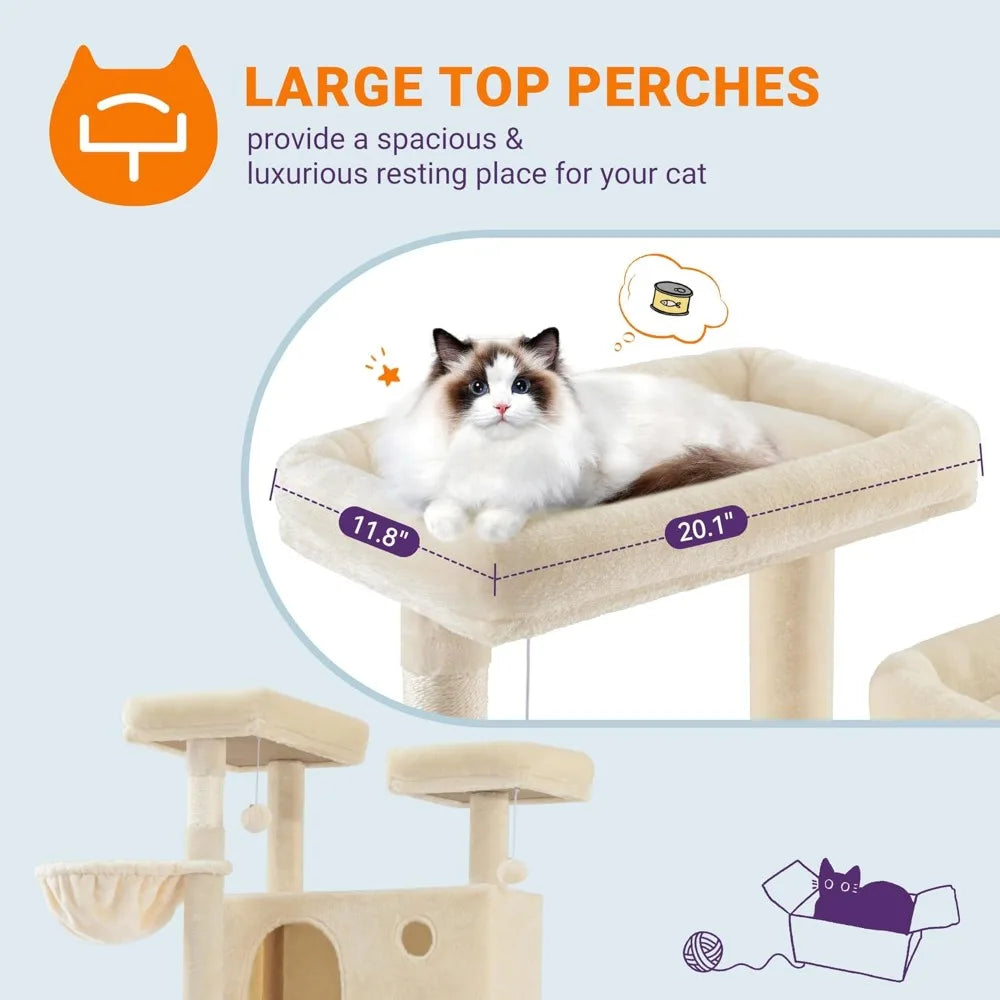 Multi Level Cat Tree With Condo Hammock And Scratching Post
