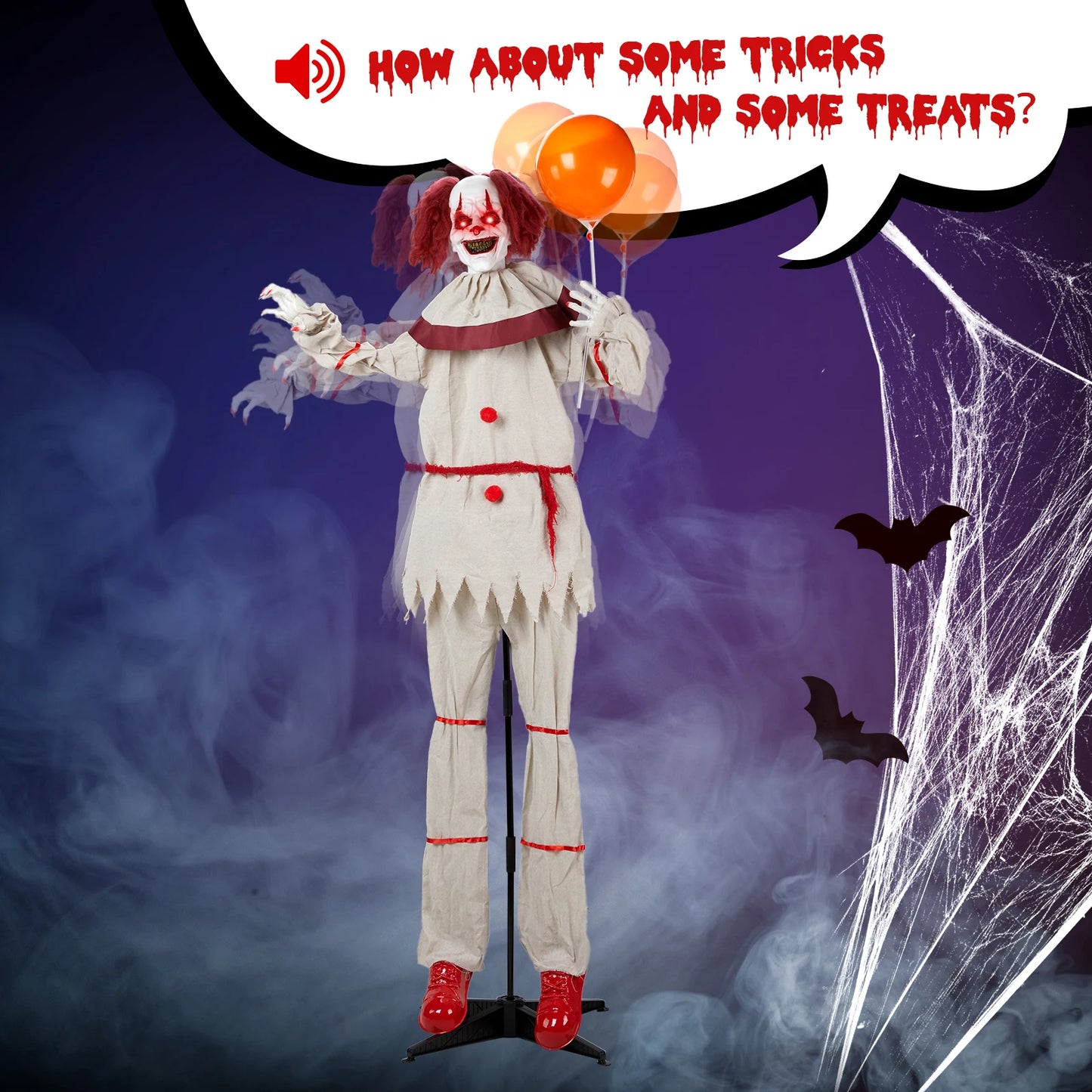 Joker Balloon Voice Control Halloween Standing Decoration for Outdoors