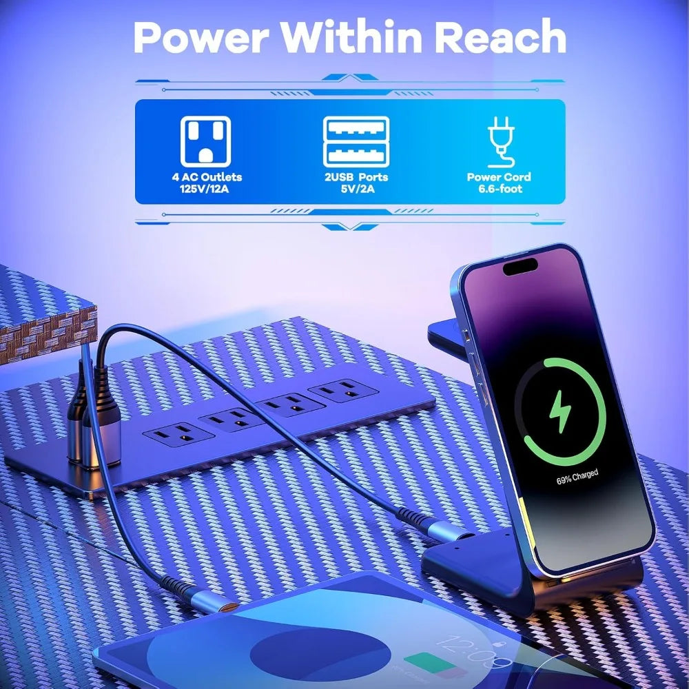 L Shaped Gaming Desk With Power Outlet Monitor Stand