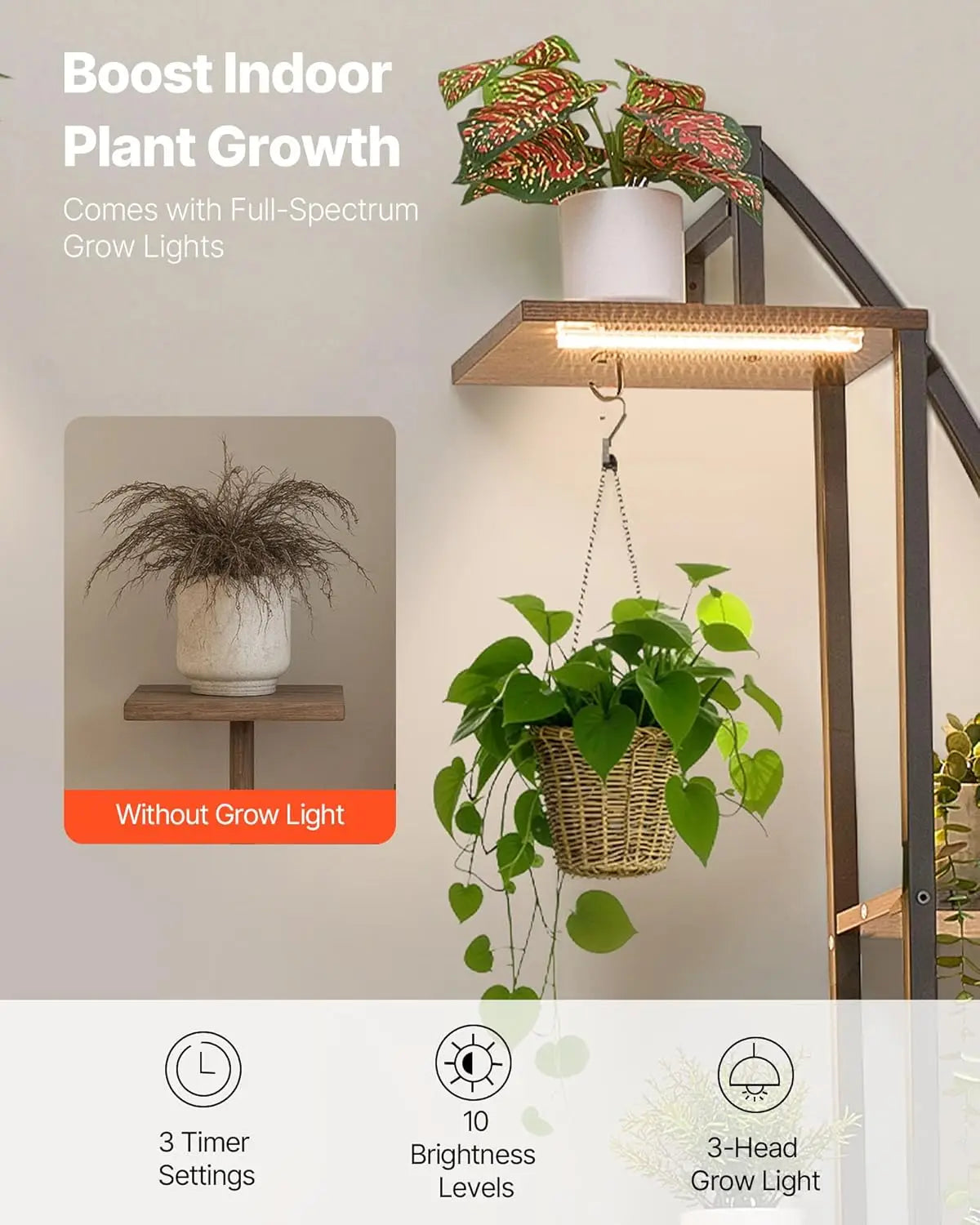 Six Tier Plant Stand With Grow Lights for Living Room