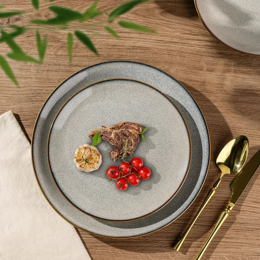 Ceramic Dinnerware Set Stoneware Lead-Free Reactive Glaze Dishwasher Safe