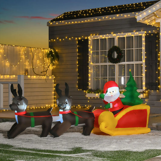 Self Inflating Santa Claus Sleigh And Reindeer Scene