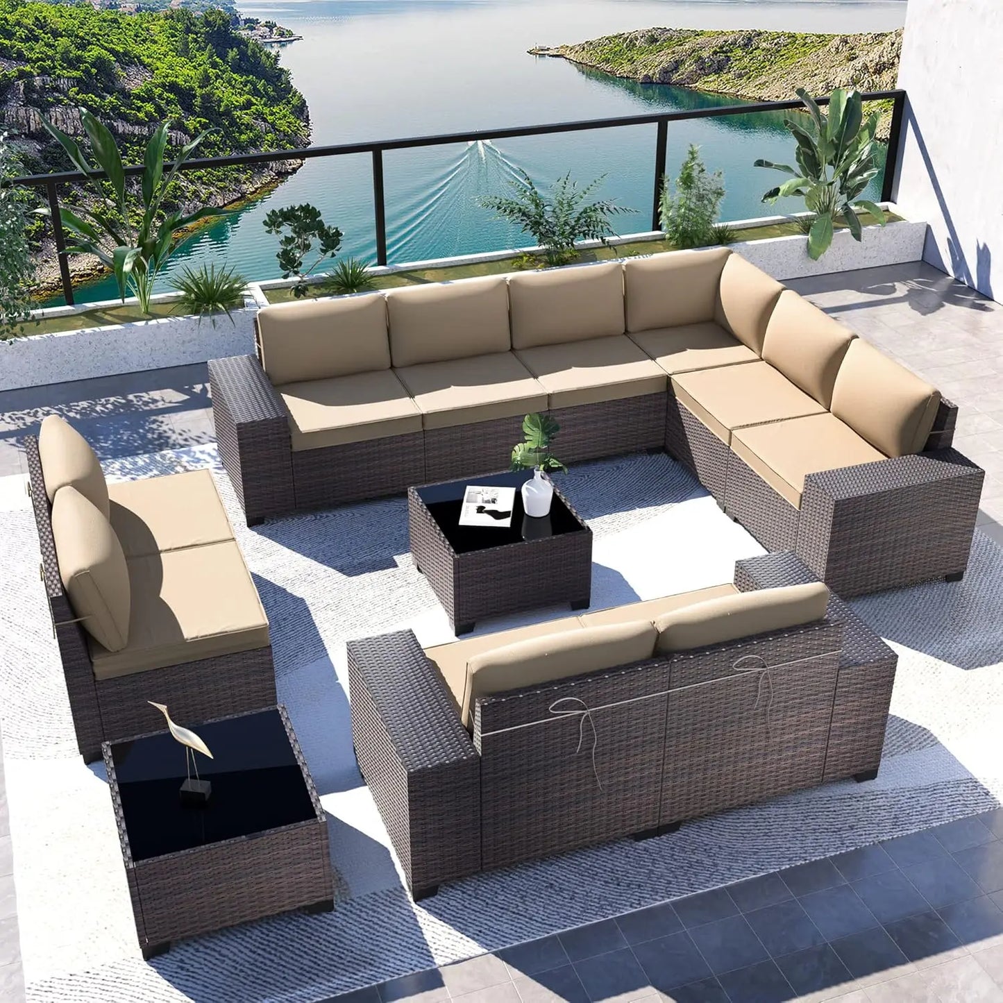 Outdoor Patio Furniture Set Sectional Rattan Sofa For Garden Comfort
