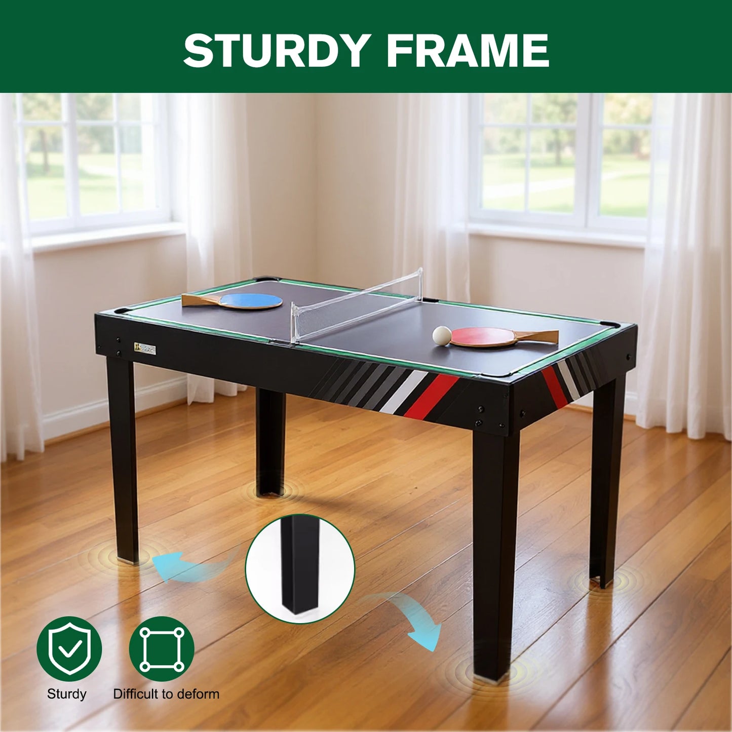 4-in-1 Multi Game Table | Foosball, Billiards, Air Hockey & Table Tennis for Family Game Rooms