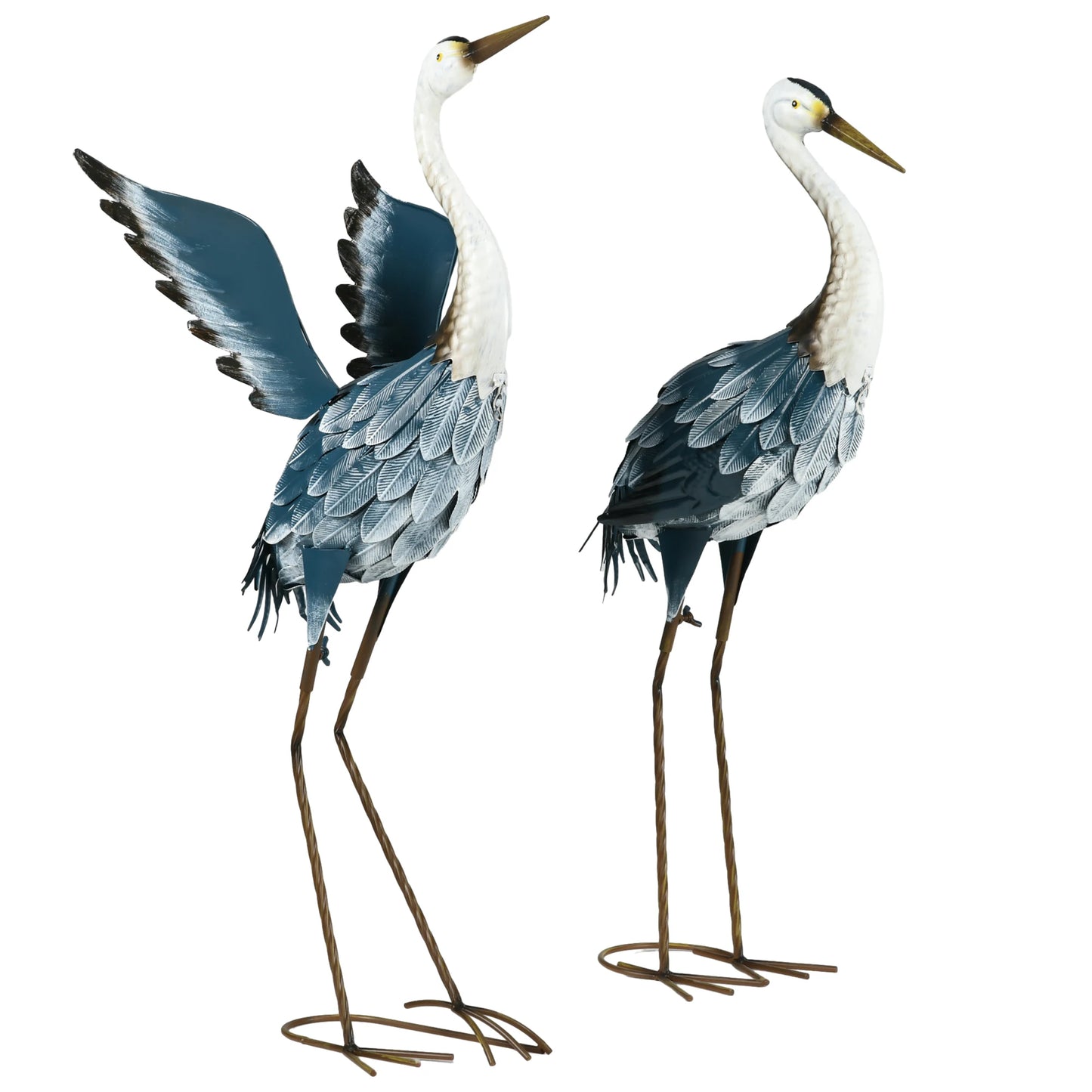 Heron Garden Statue With Stakes Metal Standing Ornament