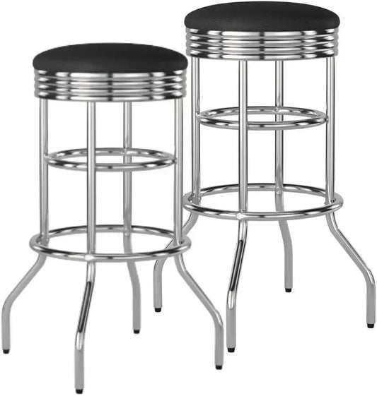 XMSJ Heavy Duty Swivel Bar Stool Leather Seat 2 Pack