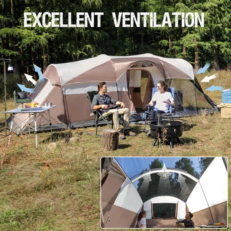 Family Camping Tent with Screen Room and Water Resistant Design