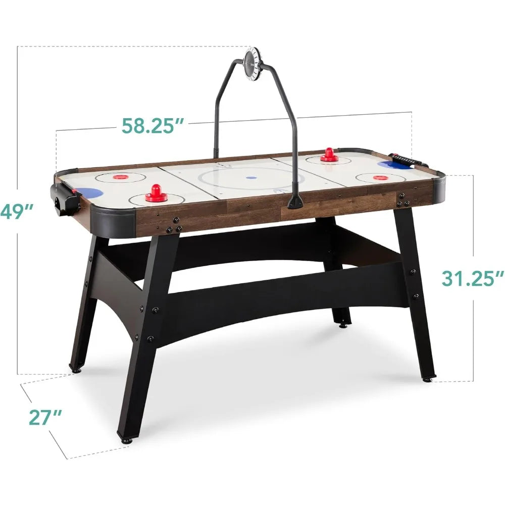 LED 54 Inch Air Hockey Game Table w/Light-up Scoreboard, Powerful Motor, AC Outlet. Includes 2 Pucks, 2 Pushes.