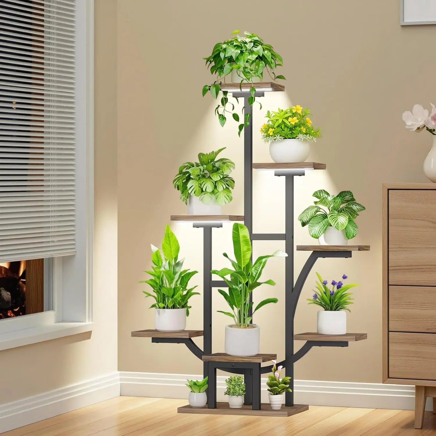 Indoor Plant Stand With Full Spectrum Grow Lights And Timer