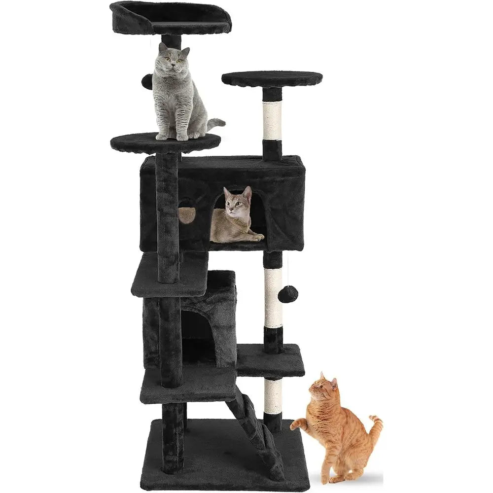 Indoor Cat Tree With Dangling Ball And Scratching Posts
