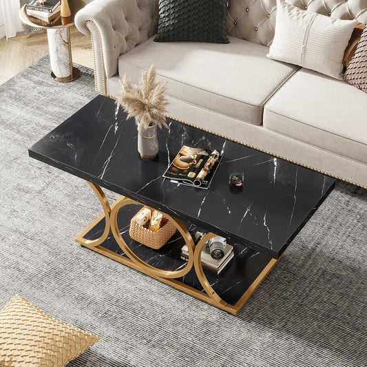 Tribesigns Two Tier Modern Faux Marble Coffee Table