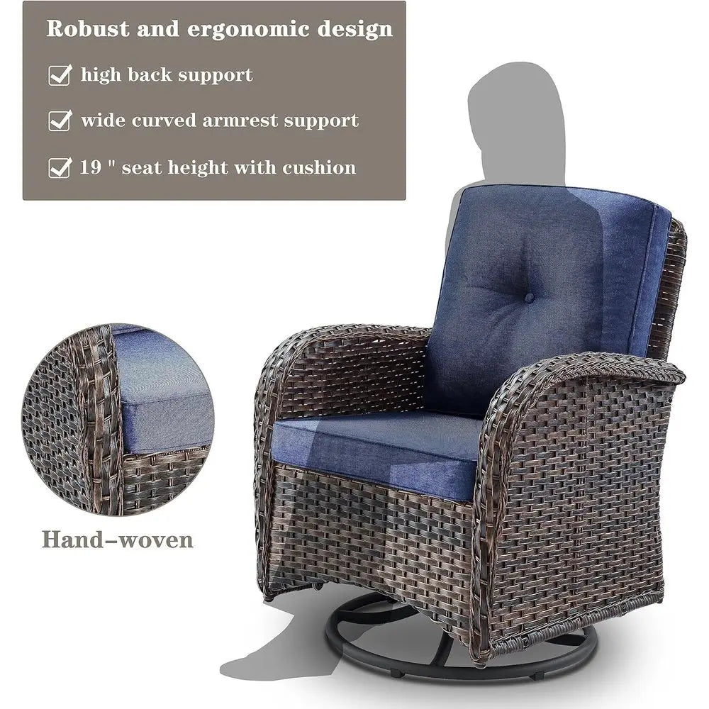 Outdoor Swivel Glider Wicker Chairs With Cushions For Patio