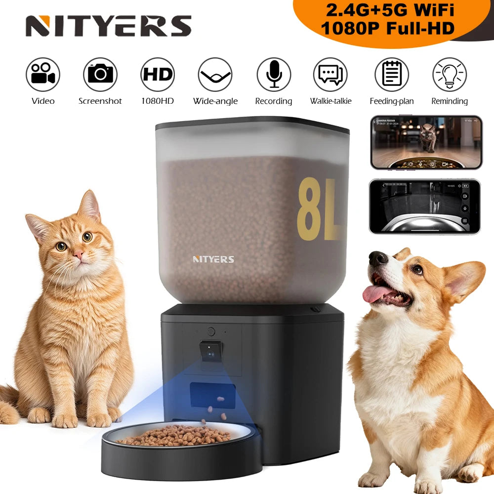Nityers Smart Cat Feeder With 1080p Camera And 5G WiFi