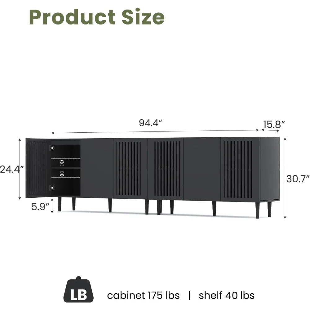 Modern Freestanding Buffet Cabinet With Adjustable Shelves And Doors