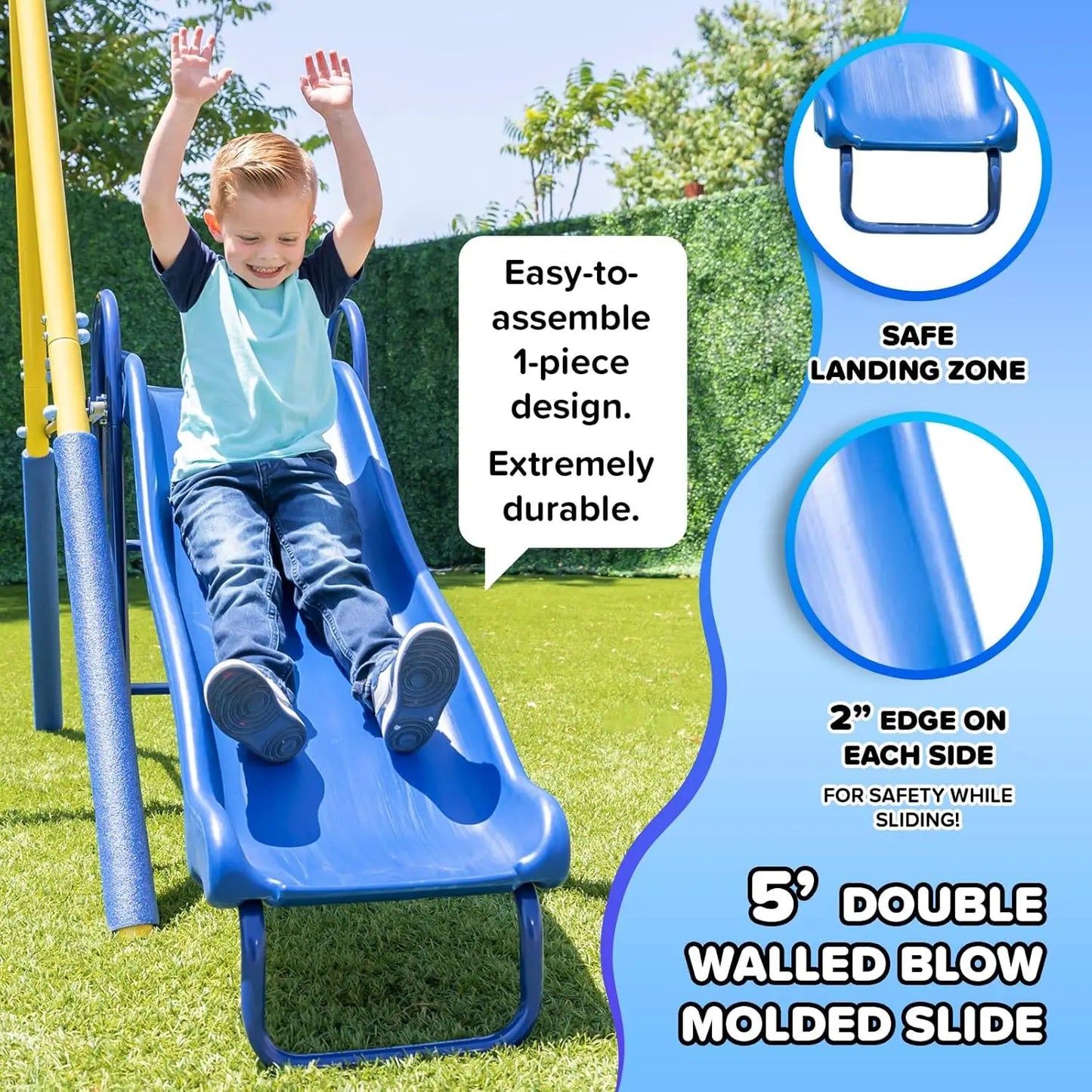 Outdoor Kids Swing Set With LED Swings Saucer Swing Slide