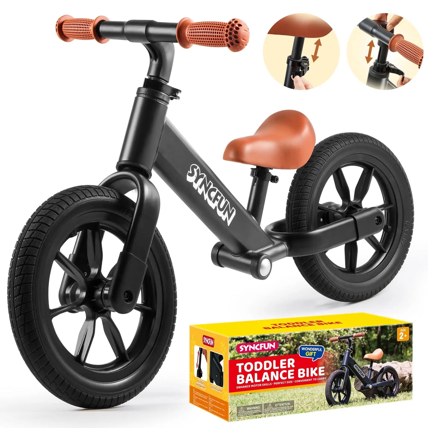Syncfun Balance Bike Lightweight Toddler Bike for 2 to 5 Years Kids No Pedal Riding Toys with 12" Anti-Skid Wheels Kids Gifts