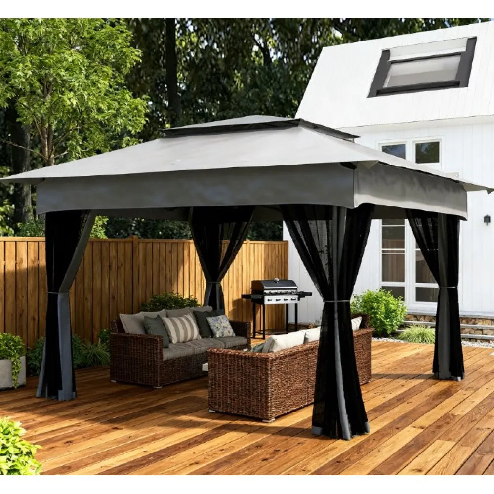 Pop-Up Canopy 10.5' x 10.5' Gazebo with Mesh Screen Walls | Portable Outdoor Shelter