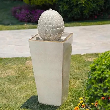 Ceramic Outdoor Water Fountain with LED Light and Pump