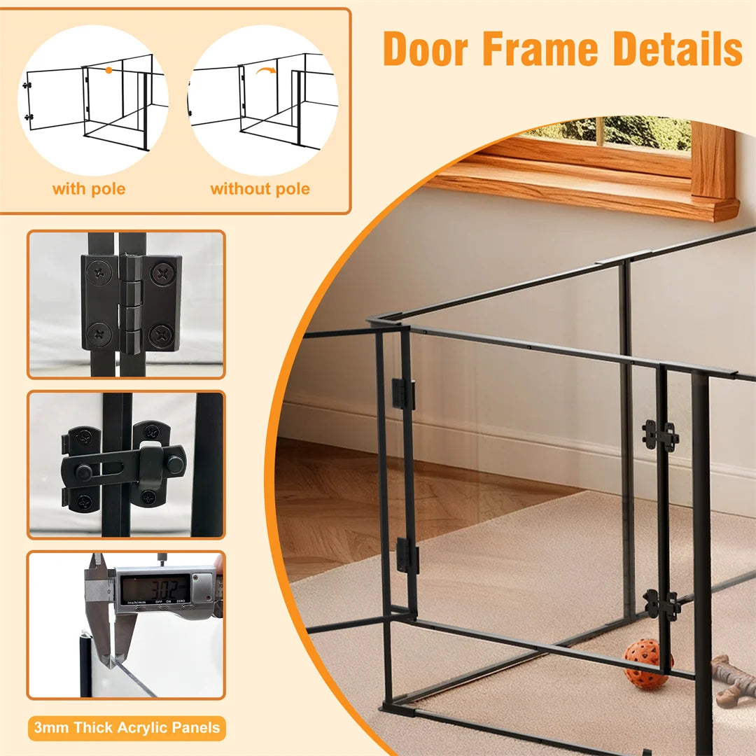 8-Panel Clear Indoor Pet Playpen – 24″ or 30″ High