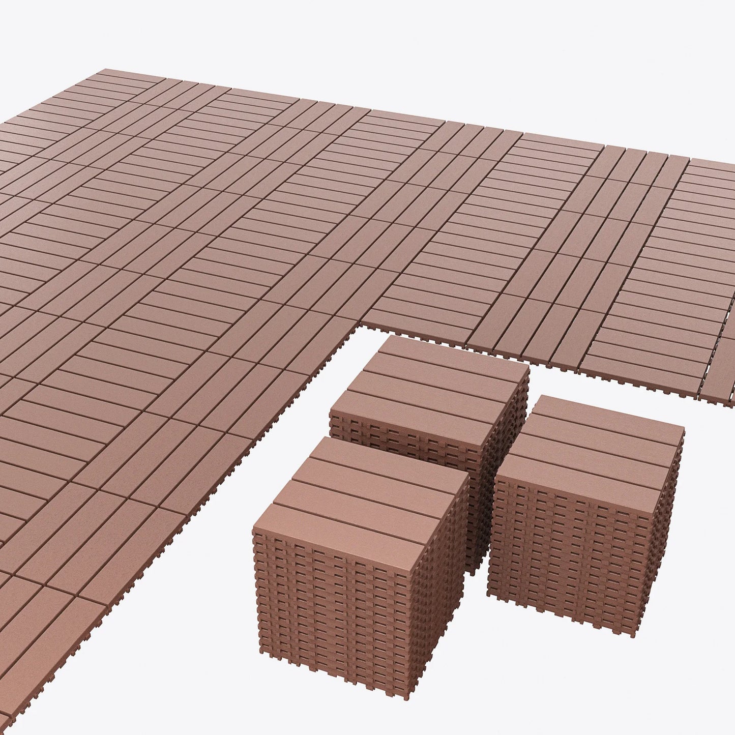 Plastic Interlocking Deck Tiles (44 Pack) - 12"x12" Outdoor Patio Flooring, Decking Tiles for Poolside, Backyard, Balcony