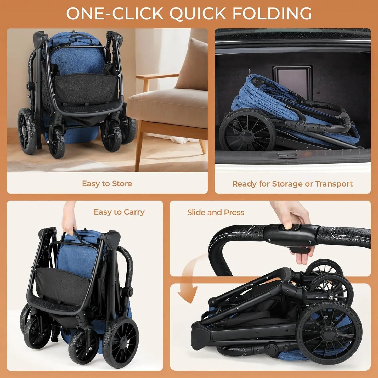 JHK 3 Wheels Foldable Pet Stroller for Small Dogs and Cats Stroller with Mesh Windows Storage Basket Cup Holder for Outdoor Use