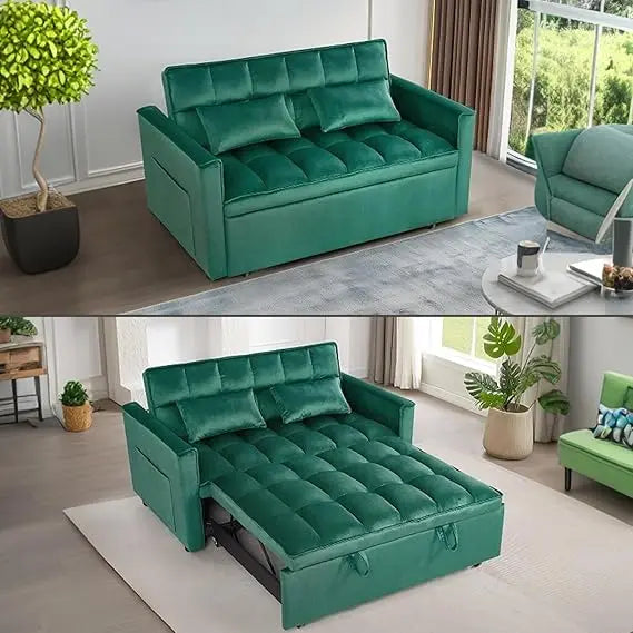 Velvet Convertible Sofa Bed With Pull Out Sleeper Fabric