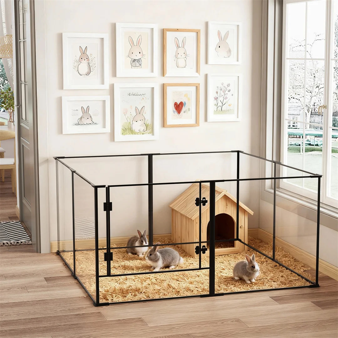 8-Panel Clear Indoor Pet Playpen – 24″ or 30″ High