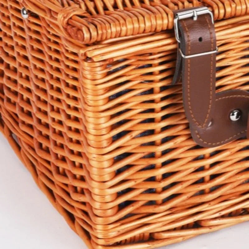 Rattan Picnic Basket Handheld for Outdoor Storage and Hiking