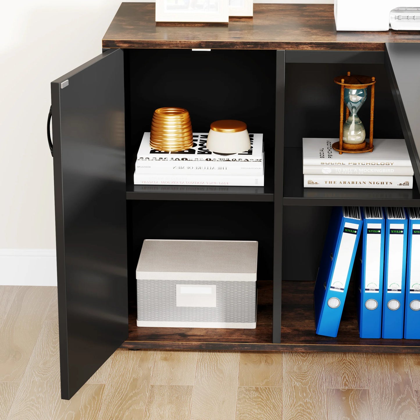 Tribesigns L Shaped Executive Desk With Cabinet Storage