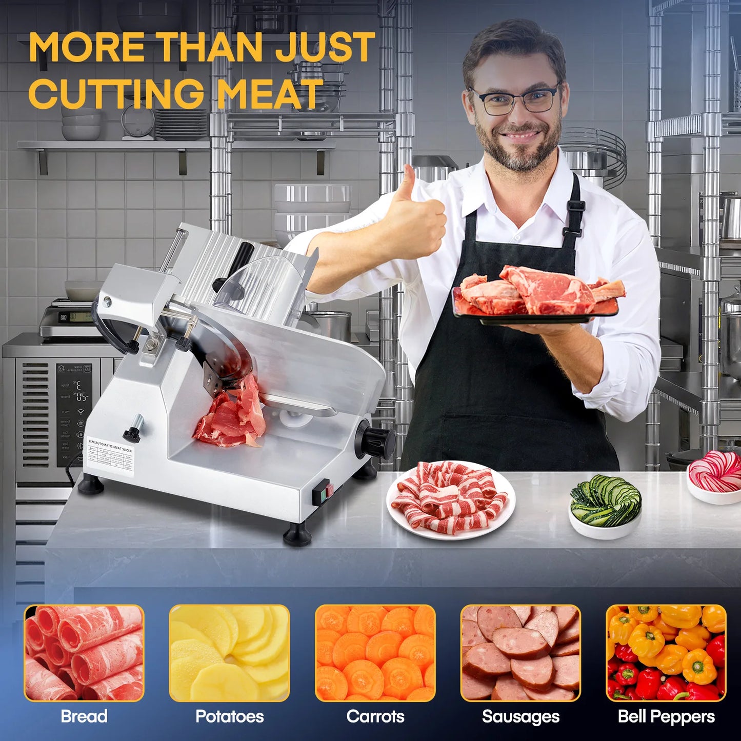 12-Inch Electric Meat and Deli Slicer with Adjustable Thickness