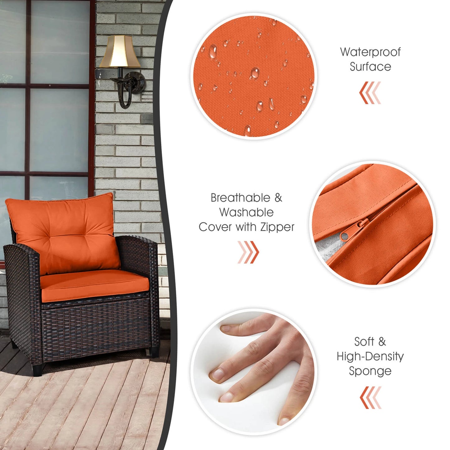 Outdoor Rattan Patio Conversation Set With Cushions For Everyday Use