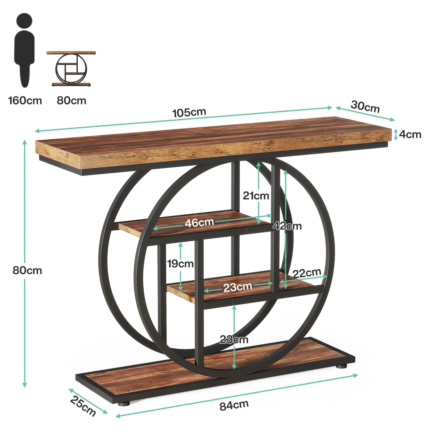 Industrial Console Table For Narrow Entryway Hallway Thick Top