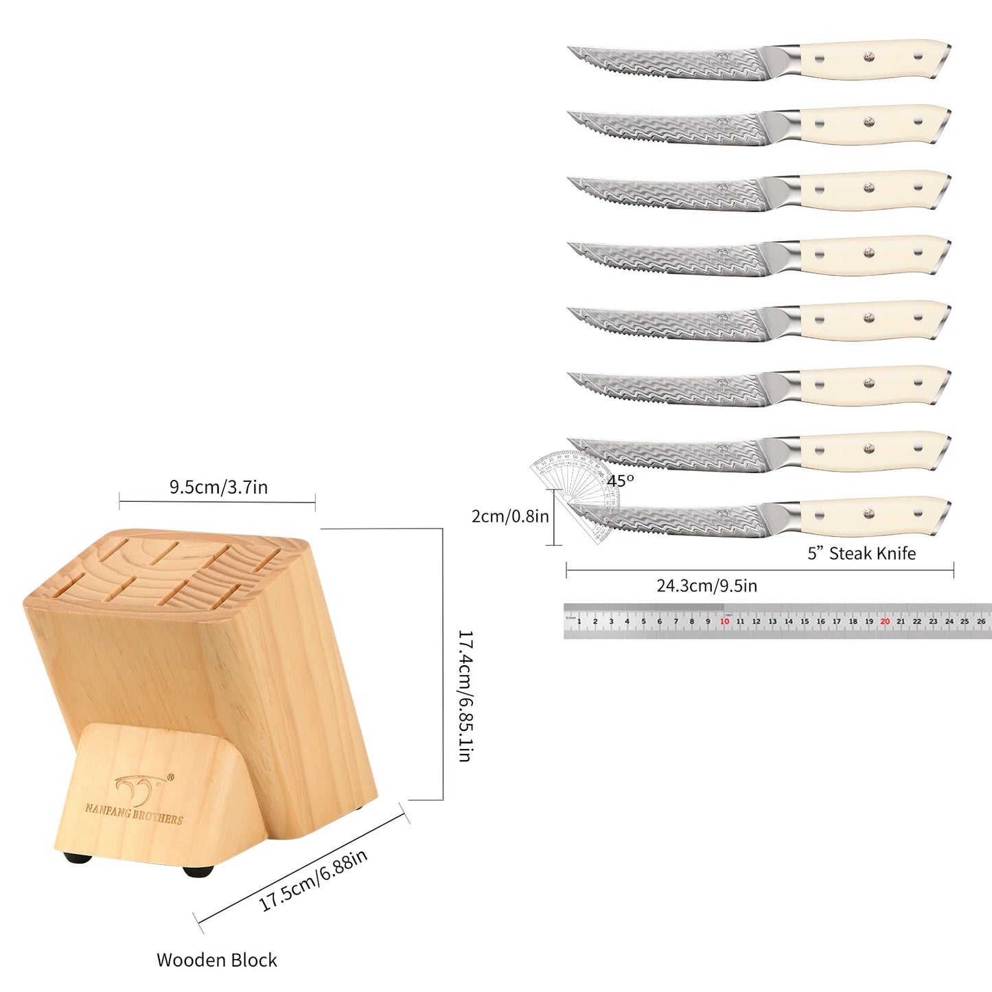 Premium VG10 Damascus Steak Knife Set With Wooden Storage Block