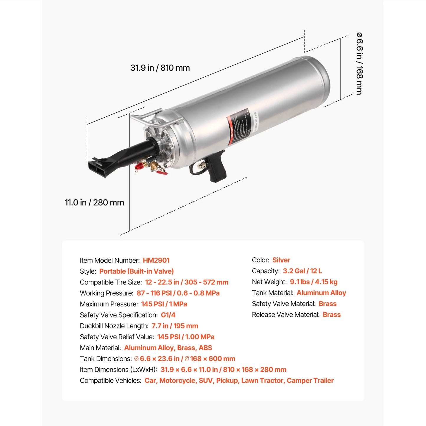 SucceBuy Portable Tire Bead Seater And Inflator Tool For Cars