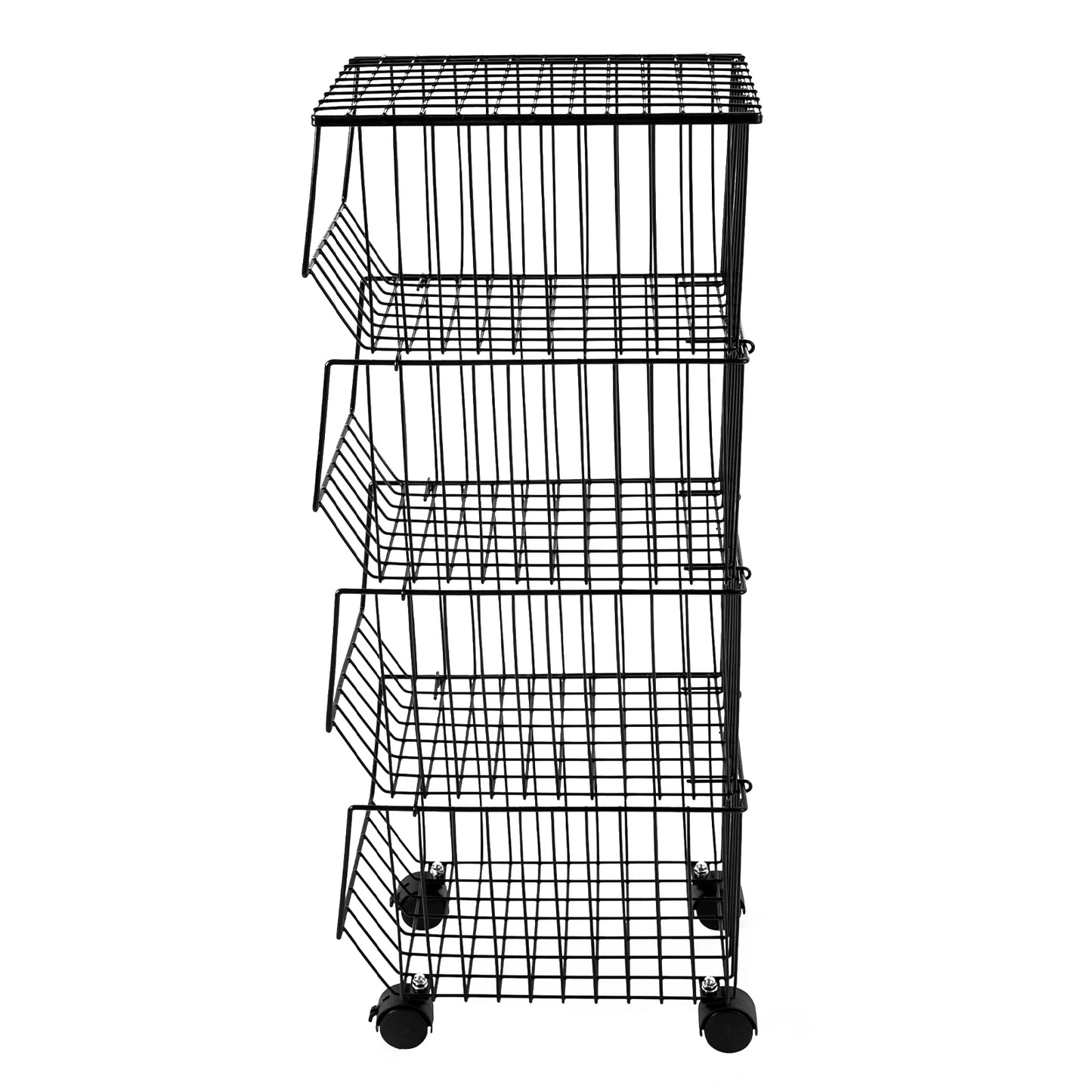 4-Tier Fruit Basket Stand with Wheels for Easy Storage