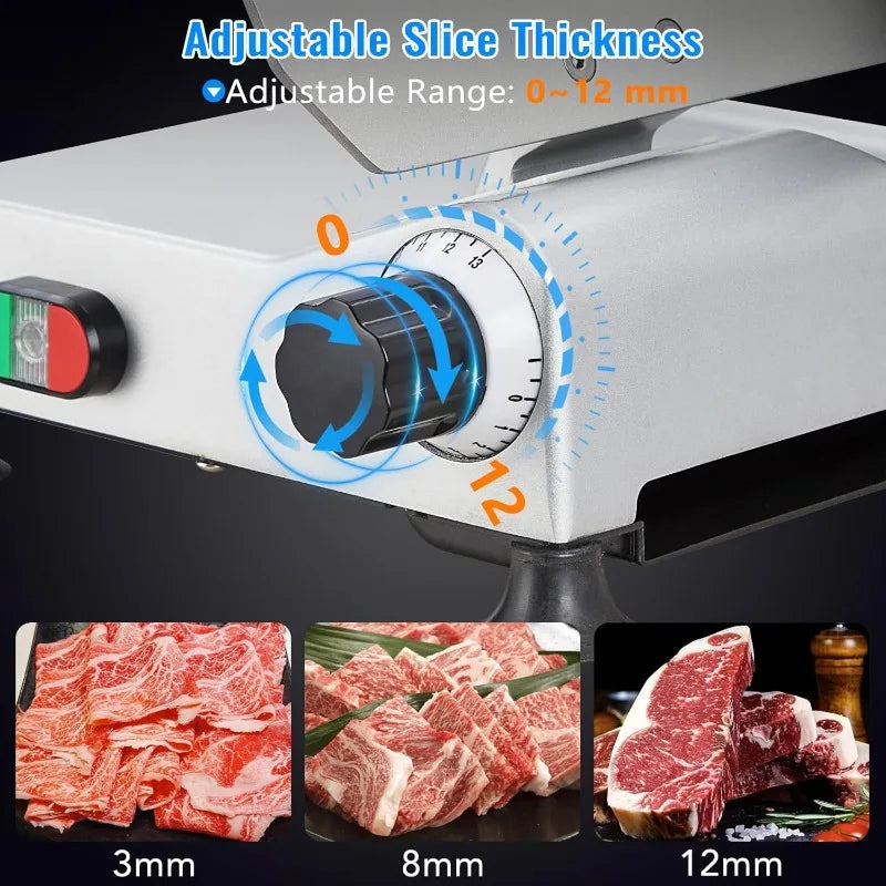 Electric Meat Slicer With Adjustable Thickness Sharp Blade